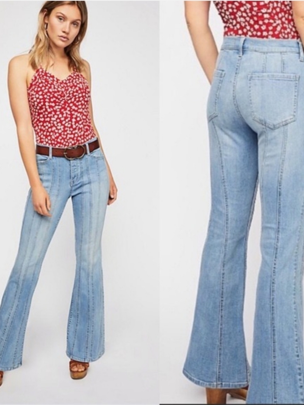 Free People So Many Seams Flare Jeans Sz26